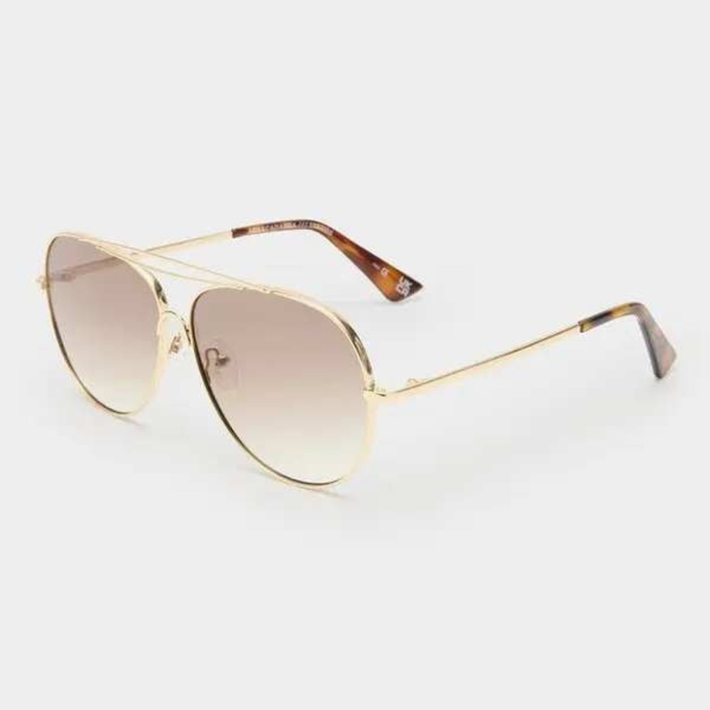 Le Specs Abracadabra Sunglasses Women OS Gold Brown Gradient Aviator Classic